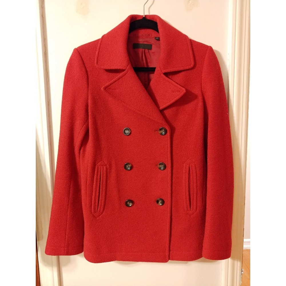 Uniqlo red wool peacoat